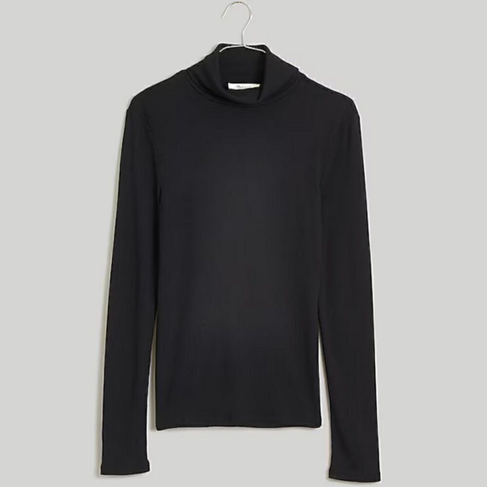 Madewell Whisper Cotton Turtleneck Tee, Heather Gray, XXS